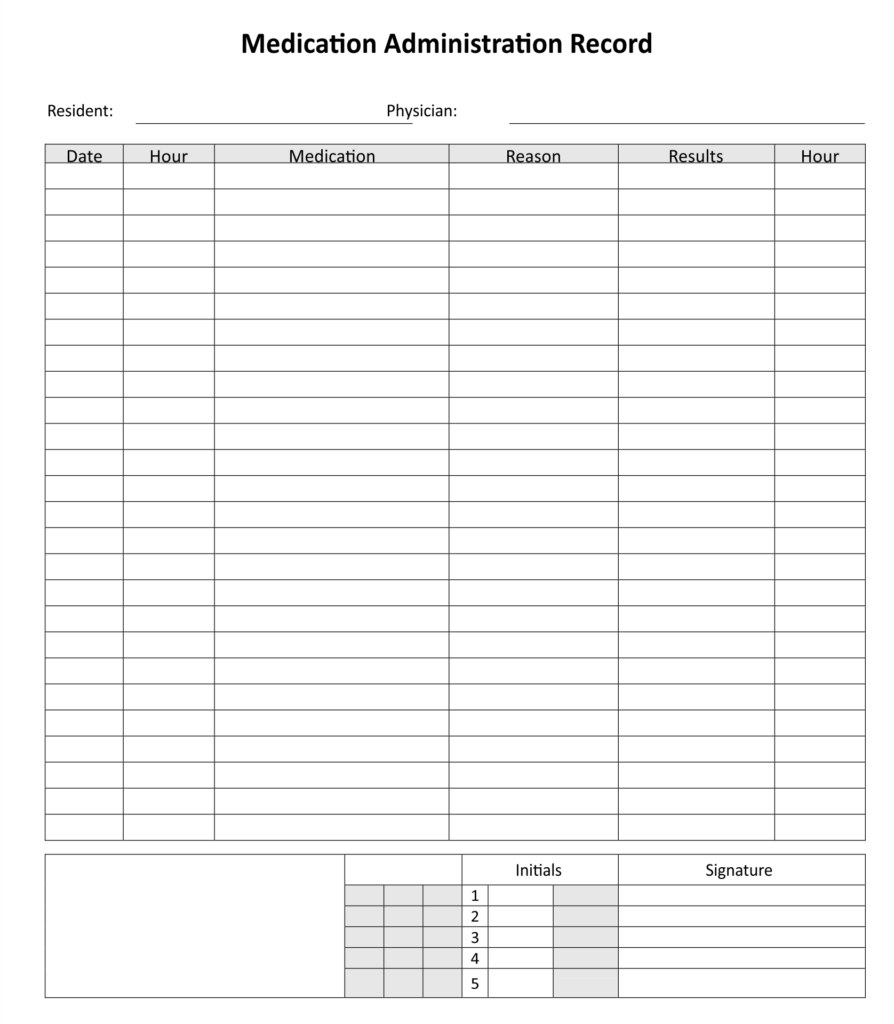 10 Best Printable Medication Administration Record Template 