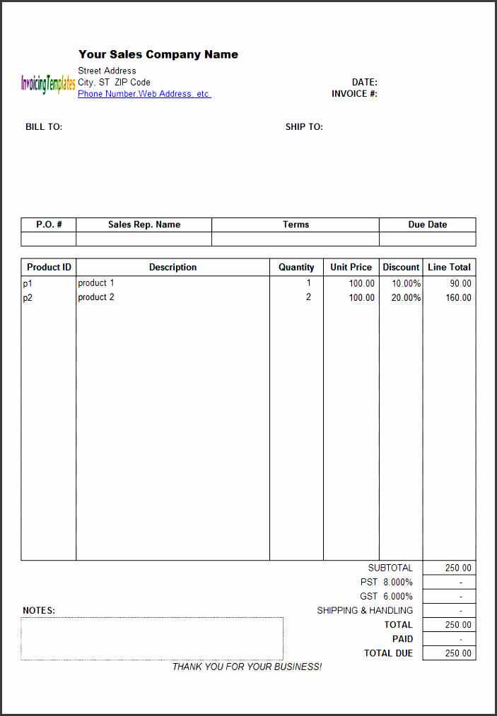 10 Blank Invoice Template For Sales SampleTemplatess SampleTemplatess