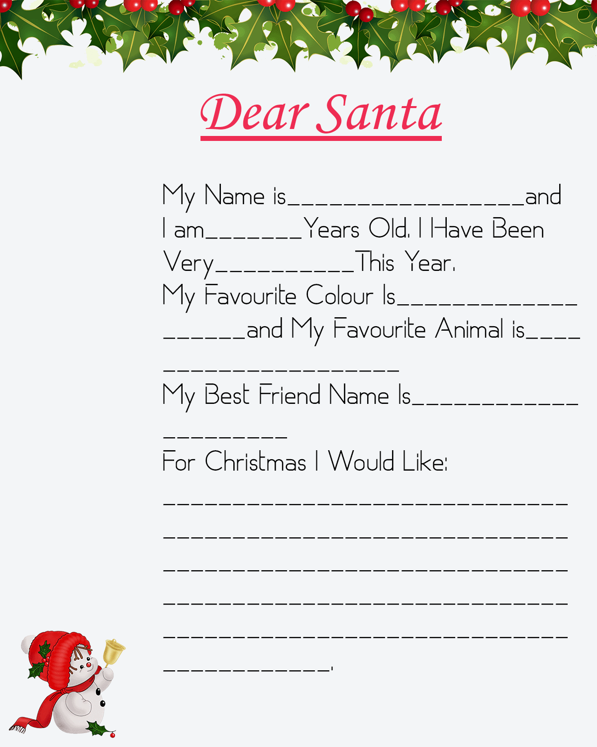 10 Free Blank Printable Santa Letter Template How To Wiki