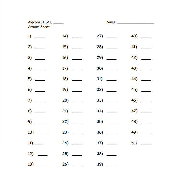 10 Printable Answer Sheet Templates Samples Examples Free
