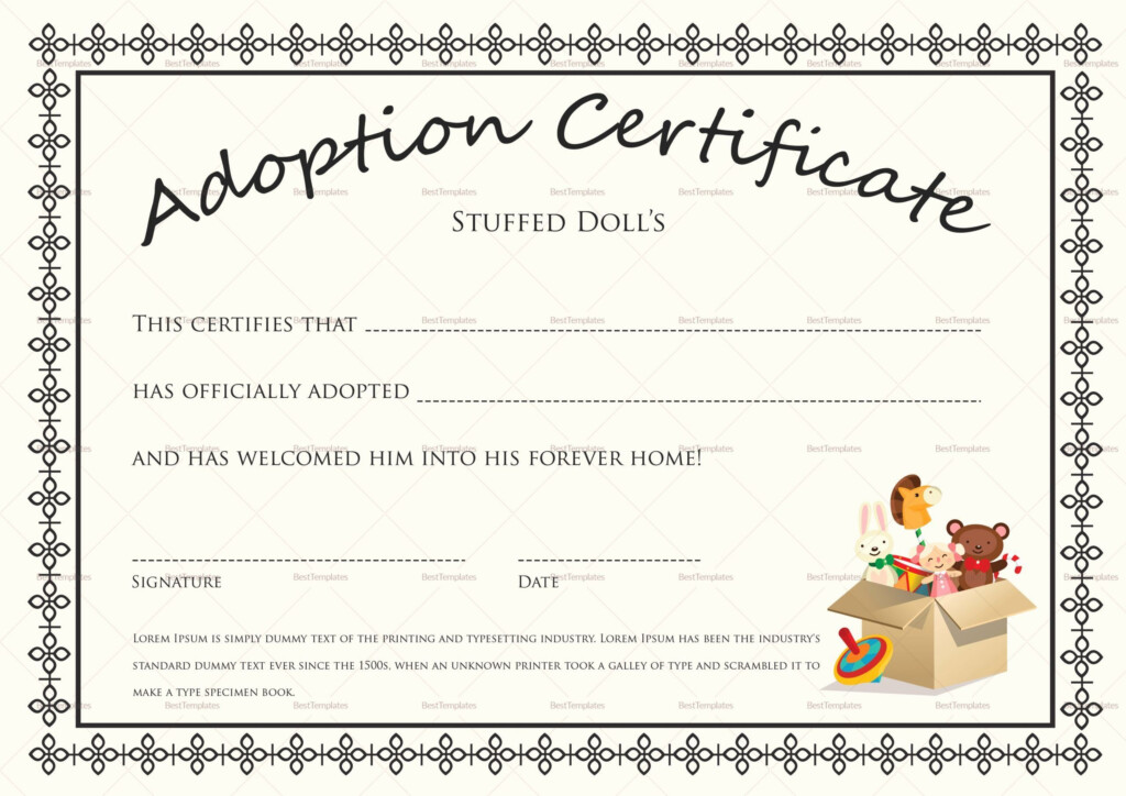  20 Dog Adoption Certificate Template Free In 2020 Adoption 