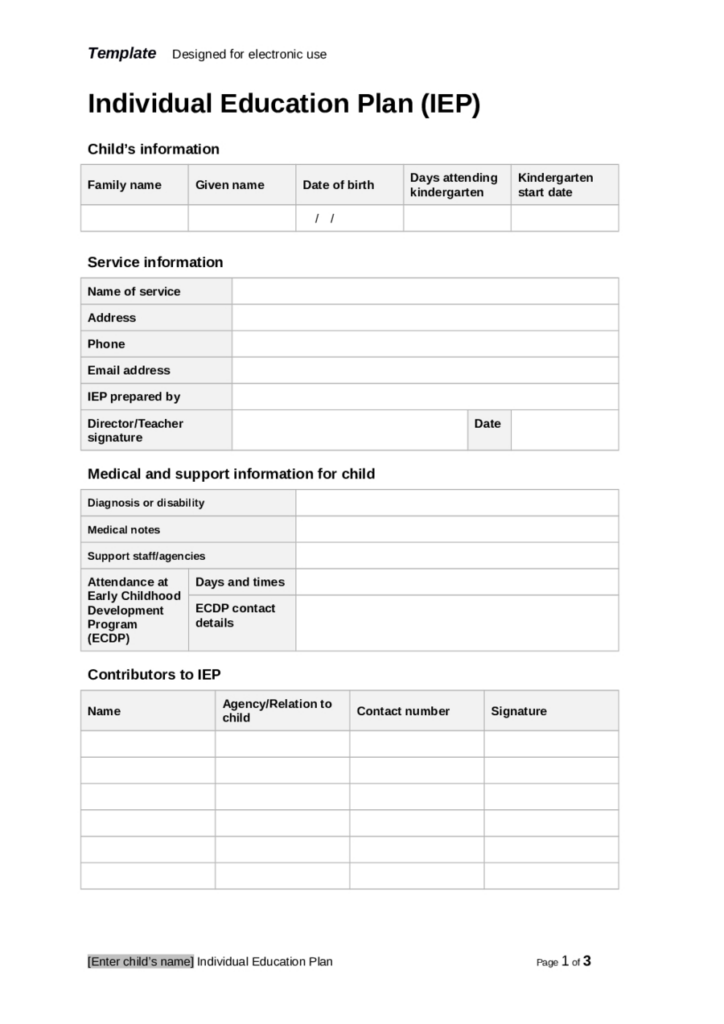 2019 Individual Education Plan Fillable Printable Pdf Intended For 