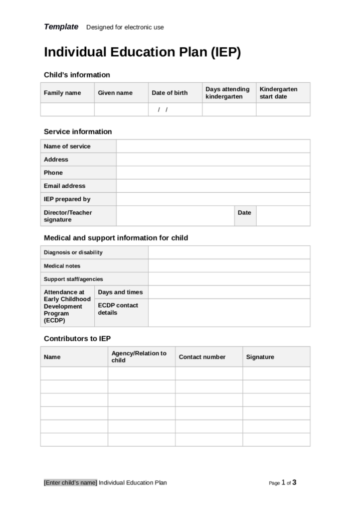 2021 Individual Education Plan Fillable Printable PDF Forms Handypdf