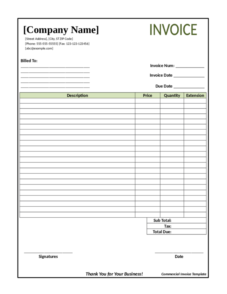 2021 Invoice Template Fillable Printable PDF Forms Handypdf