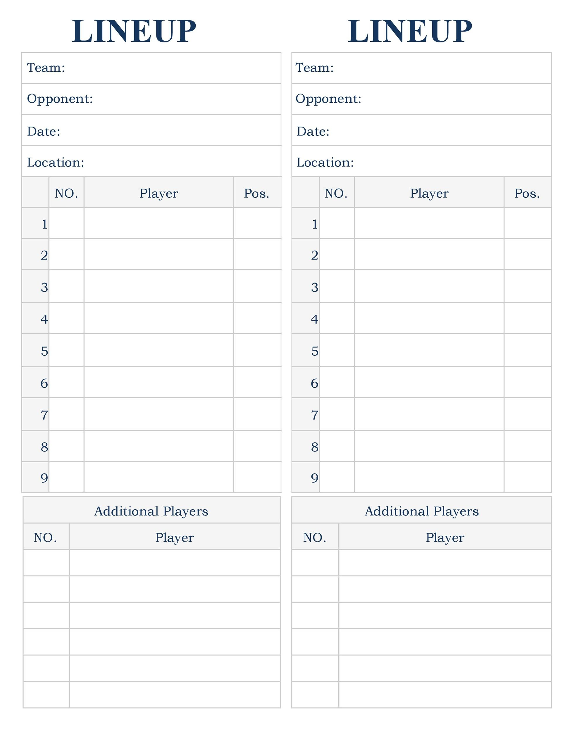 33 Printable Baseball Lineup Templates Free Download TemplateLab