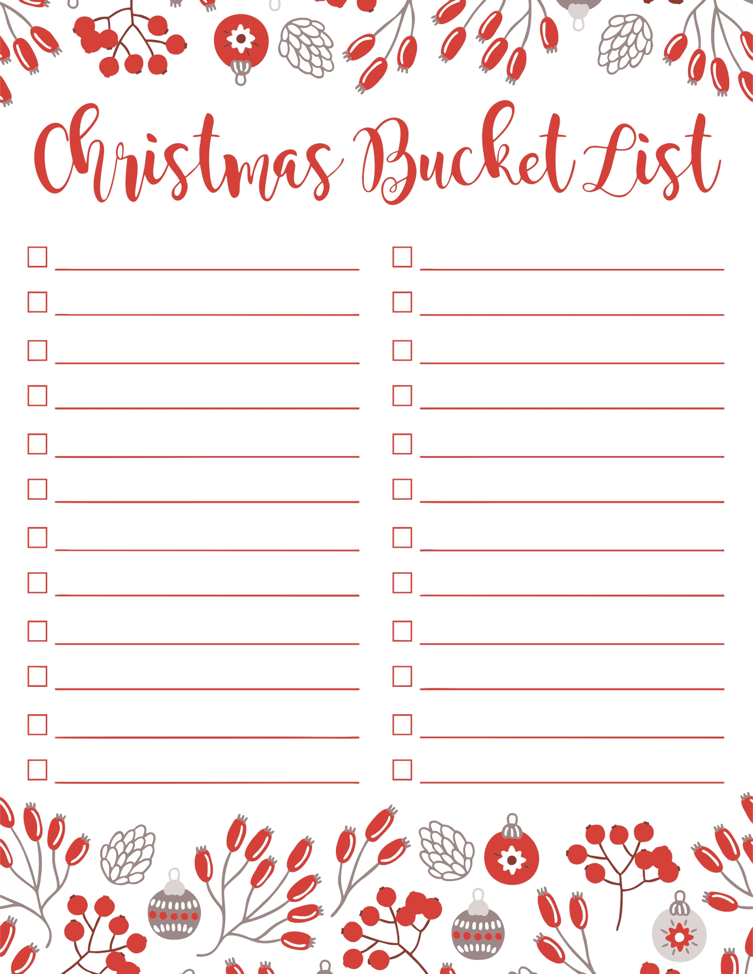 6 Best Bucket List Christmas Printables Blank Printablee