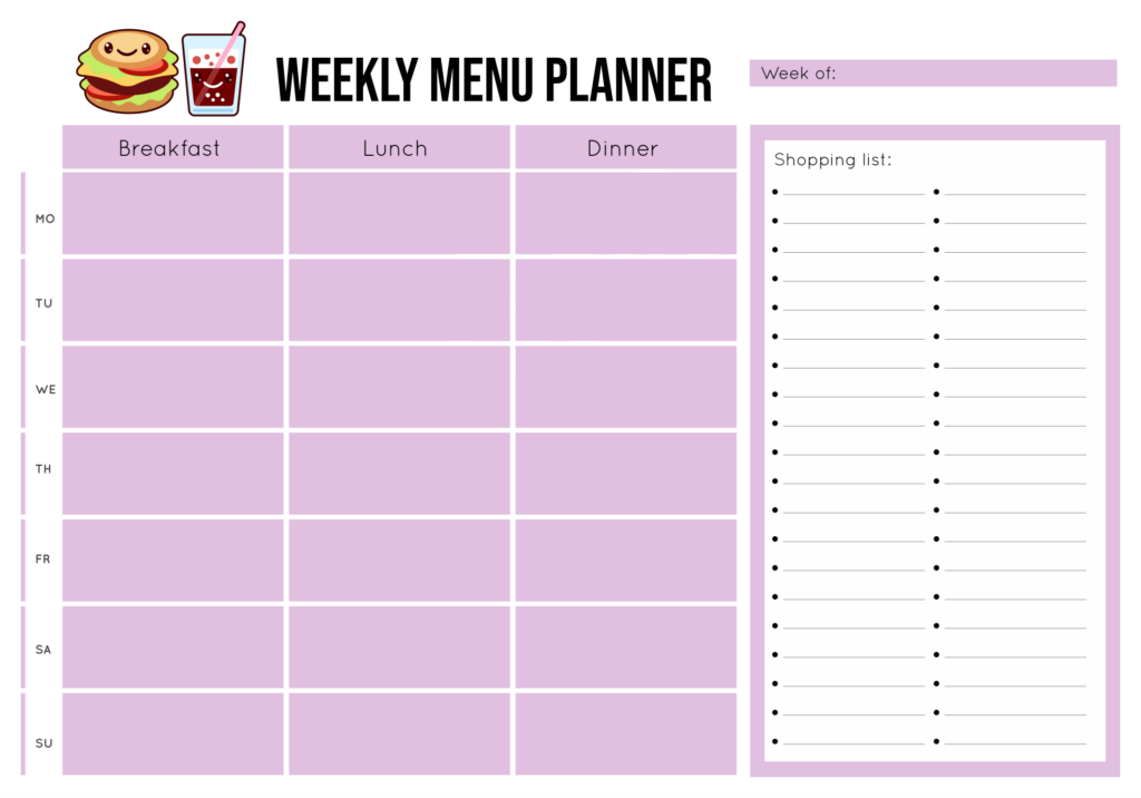 7 Best Blank Meal Planner Sheet Printable Printablee