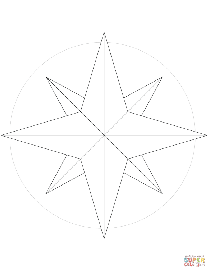 8 Point Compass Rose Coloring Page Free Printable Coloring Pages 