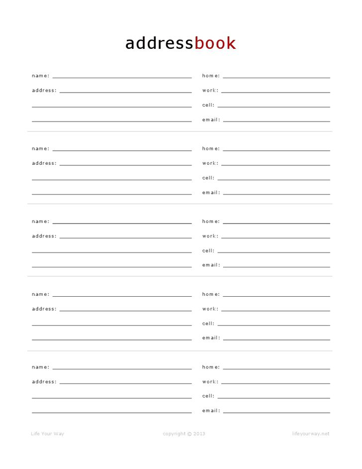 Address Book Template Address Book Template Book Template Microsoft 