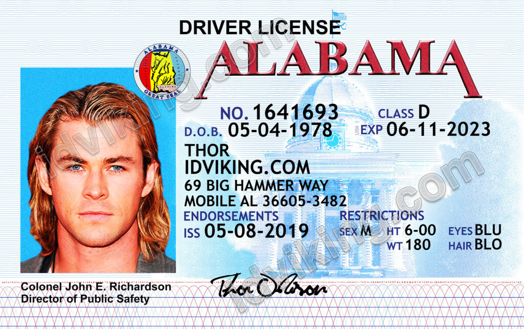 Alabama AL Drivers License PSD Template Download IDViking Best 