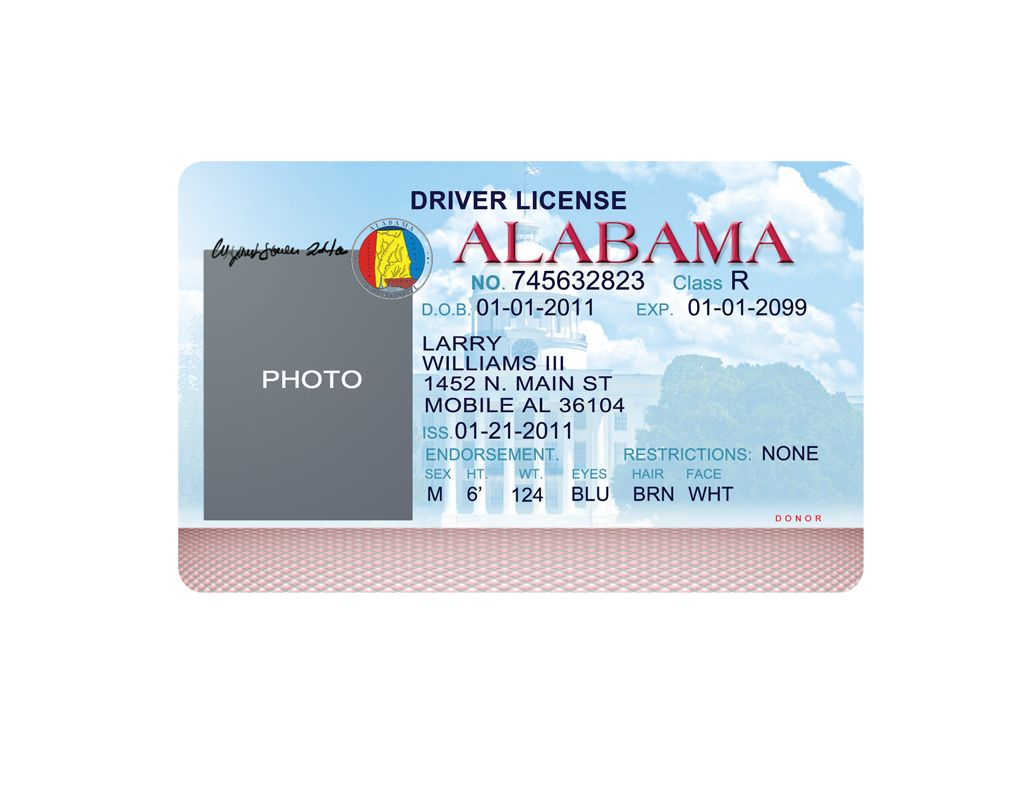 Alabama Driver License PSD Template Drivers License Psd Templates 