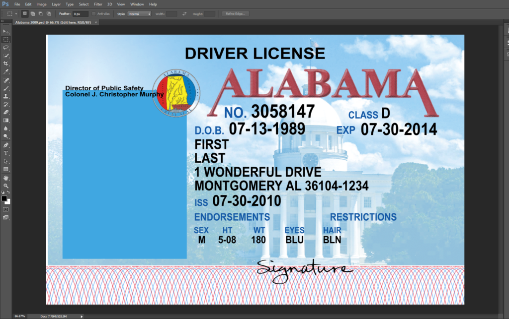 Alabama Driving Licence PSD Template Hacking Tools For Free