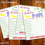 All About My Pop Father s Day Questionnaire Instant Downloadable PDF
