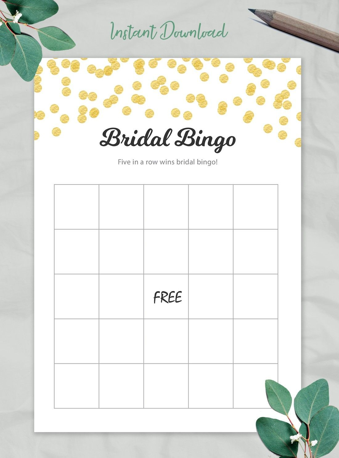 Blank Bridal Bingo Cards Template Empty Bingo Cards Etsy Bridal