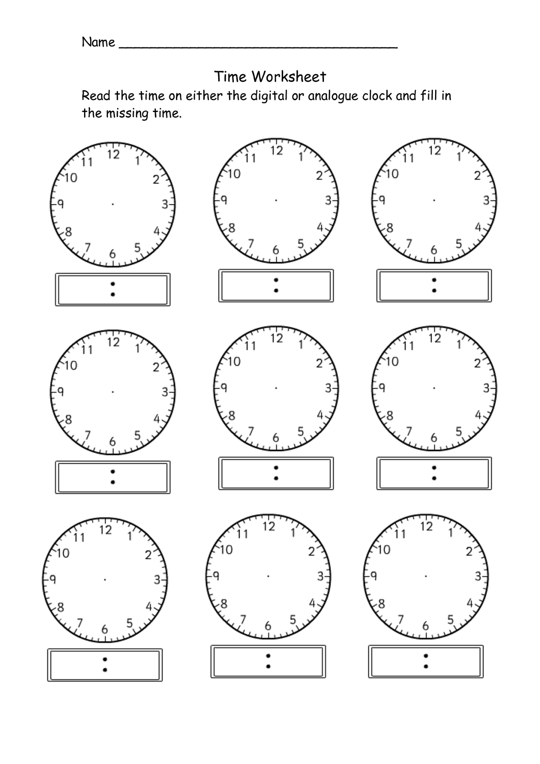 Blank Clock Worksheet To Print Time Worksheets Clock Worksheets