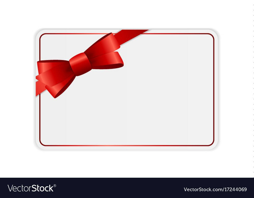 Blank Gift Card Template With Bow And Ribbon Vector Image On 