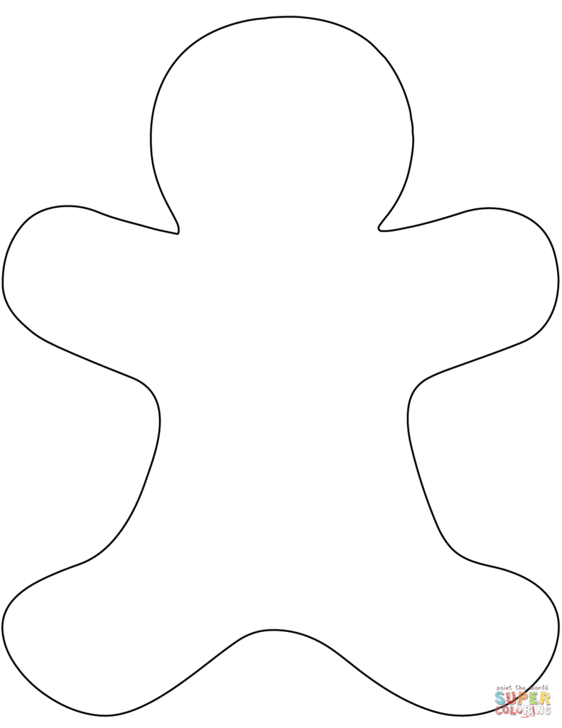 Blank Gingerbread Man Coloring Page From Christmas Gingerbread Category 