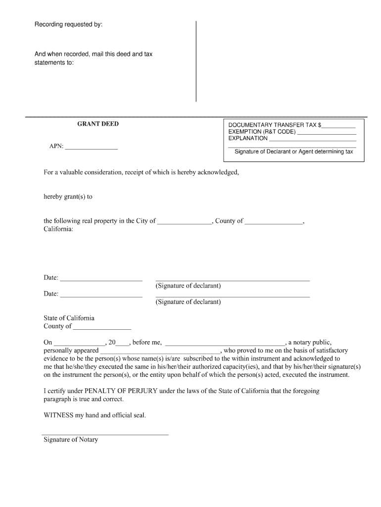 Blank Grant Deed California Fill Online Printable Fillable Blank 