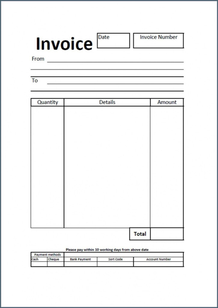 Blank Invoice Template Pdf Addictionary