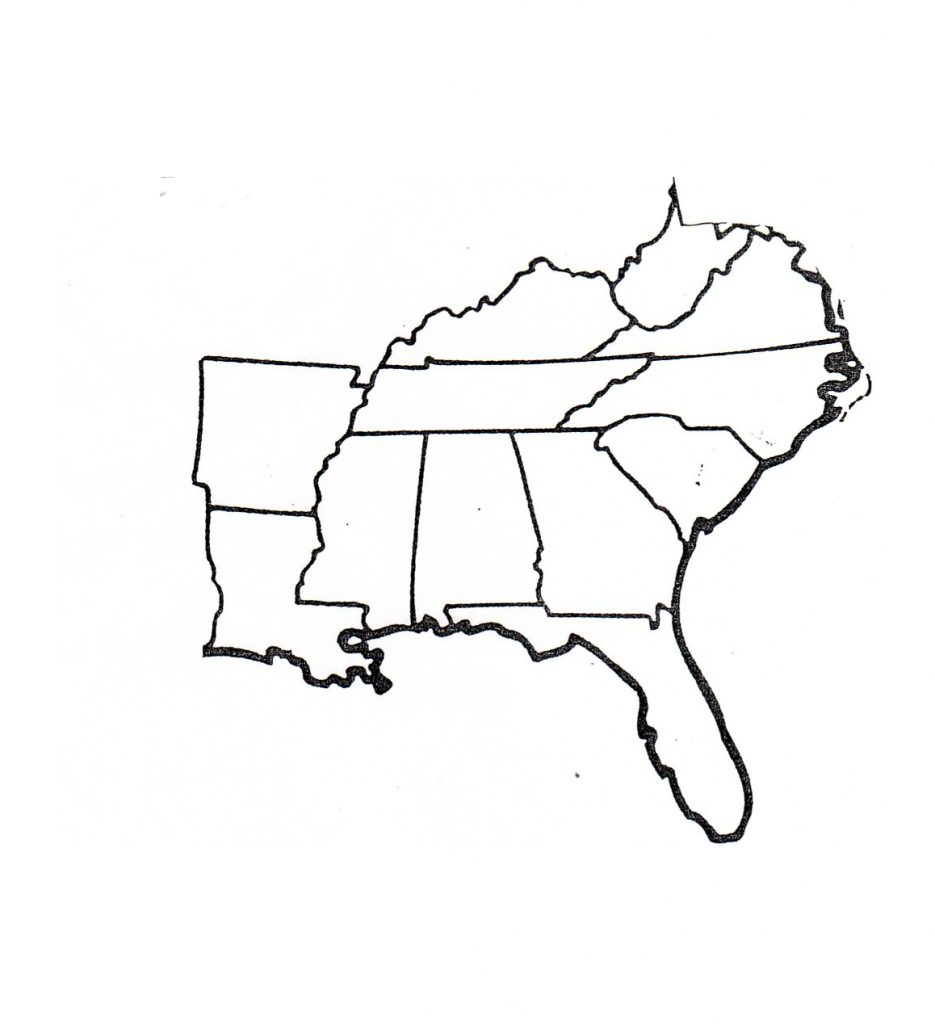 Blank Map Of Southeast Region Within Us Map States Capitals 