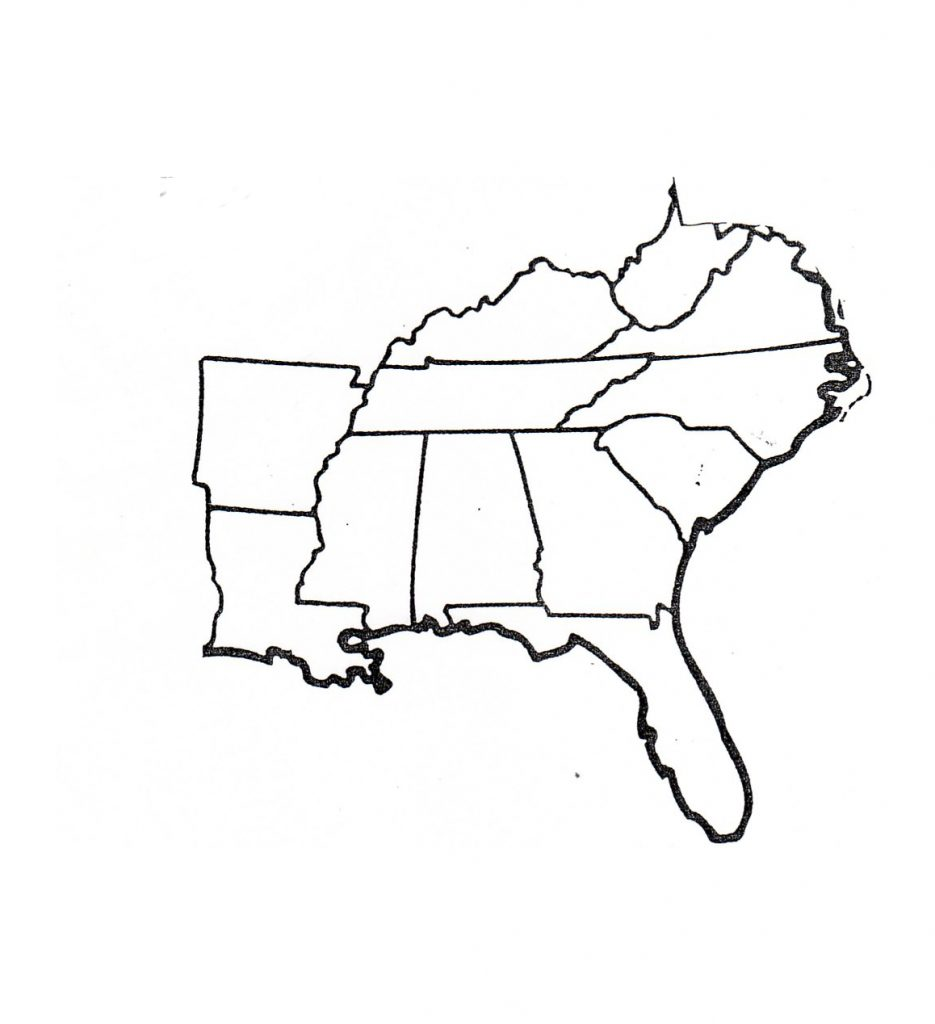 Blank Map Of Southeast Region Within Us Map States Capitals