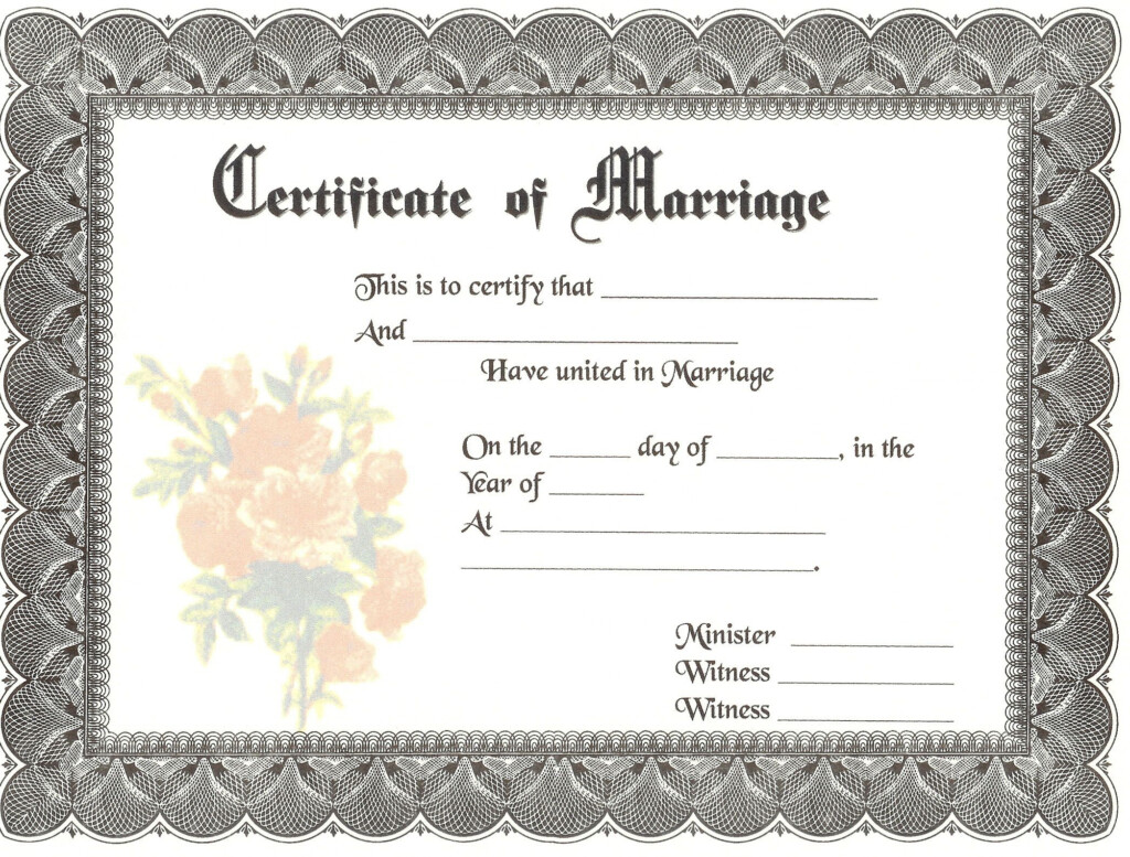 Blank Marriage Certificate Gift Certificate Template Word Gift 