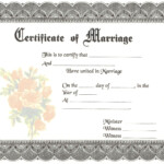 Blank Marriage Certificate Gift Certificate Template Word Gift