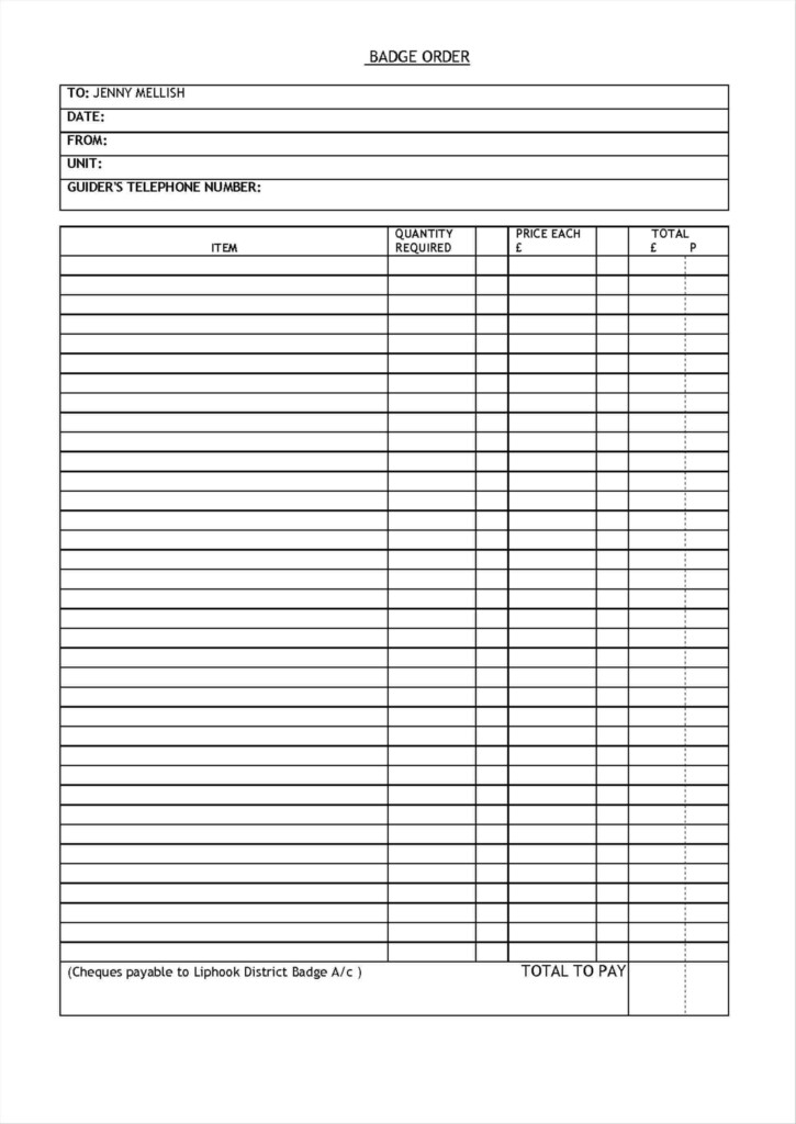 Blank Order Forms Templates Free Order Form Template Order Form 