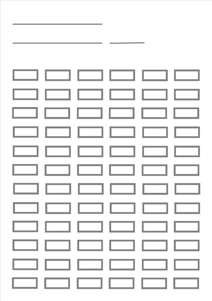Blank Pencil Chart For Up To 72 Pencils Prints A4 Size Designed By 
