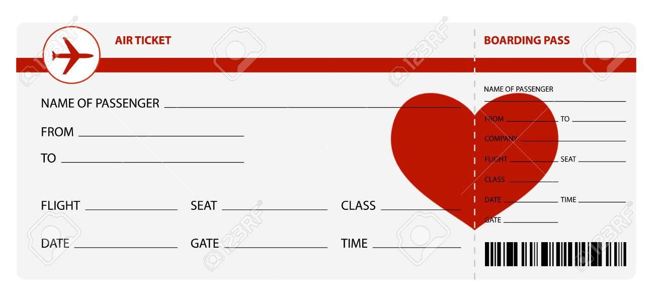 Blank Plane Tickets For Romantic Trip Isolated On White Background
