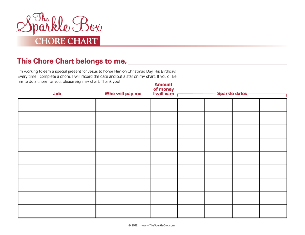 Blank Printable Chore Chart Templates At Allbusinesstemplates