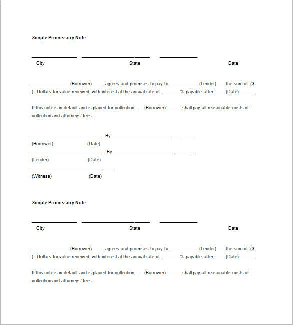 Blank Promissory Note Template 12 Free Word Excel PDF Format