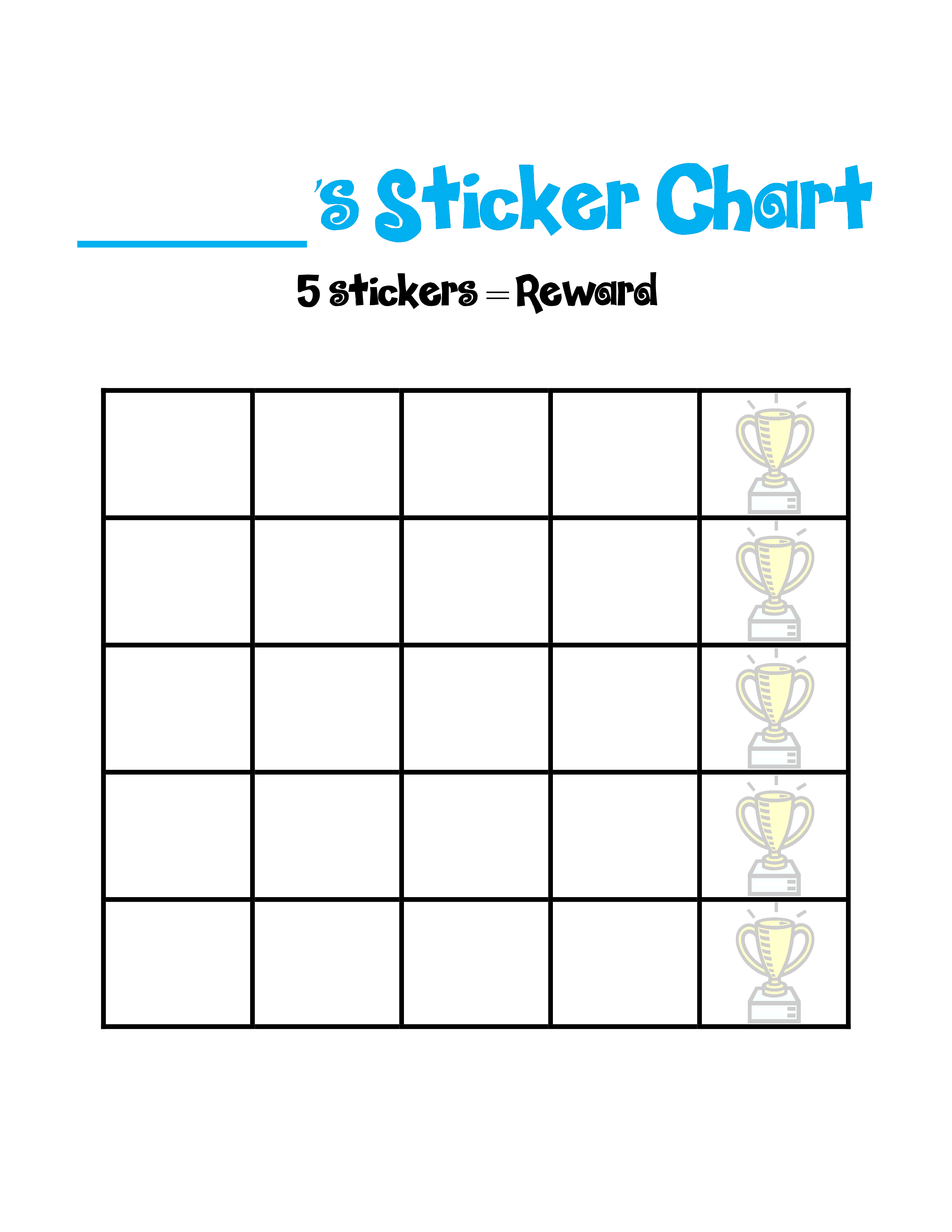 Blank Sticker Chart Templates At Allbusinesstemplates