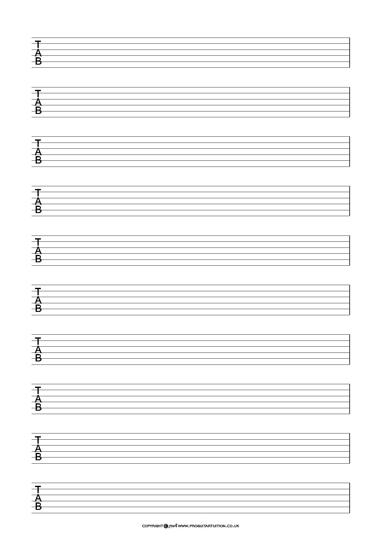 Blank Tab Sheets Guitar Tabs Blank Sheet Music Guitar Chord Sheet