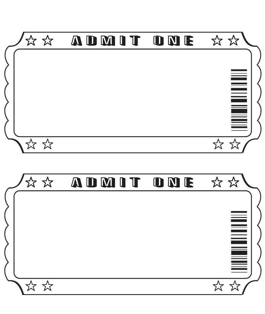 Blank Ticket Ticket Template Printable Printable Tickets Movie
