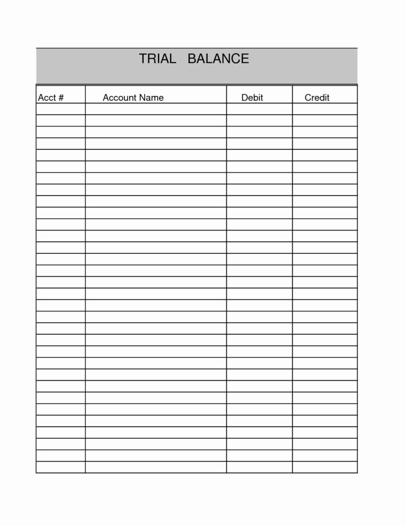 Blank Trial Balance Sheet Trial Balance Balance Sheet Template 