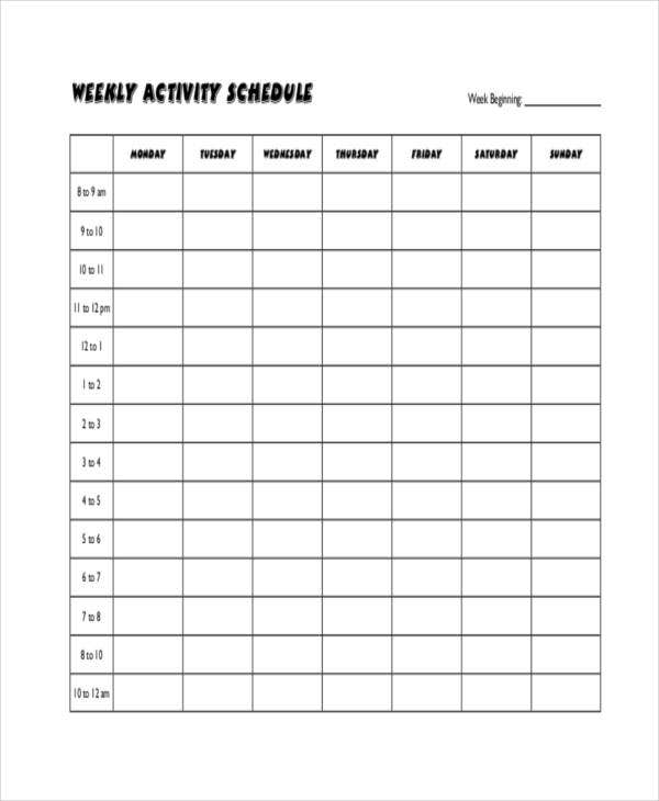 Blank Workout Schedule Template 8 Free Word PDF Format Download 