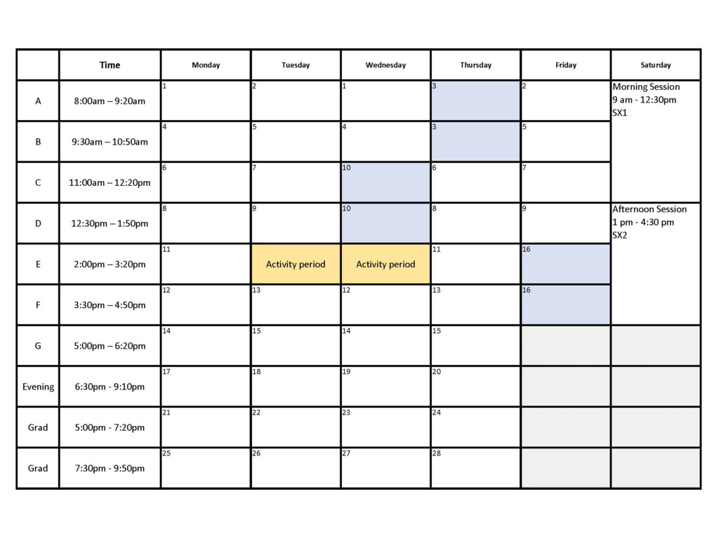 Block Schedule Bentley University