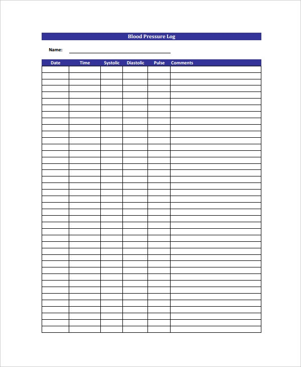 Blood Pressure Log Template 10 Free Word Excel PDF Documents 
