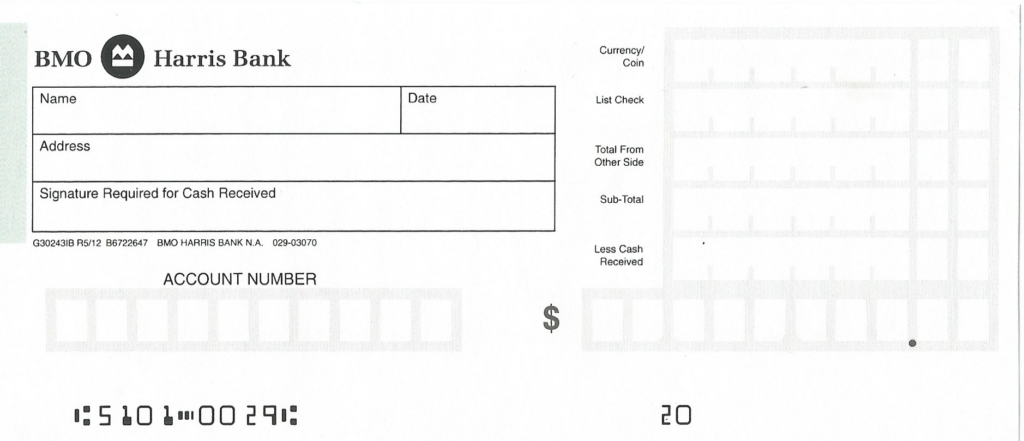 BMO Harris Bank Deposit Slip Free Printable Template CheckDeposit io