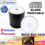 BULK BUY Blank CD Discs Inkjet Printable HP Databank Pioneer CD R 52X