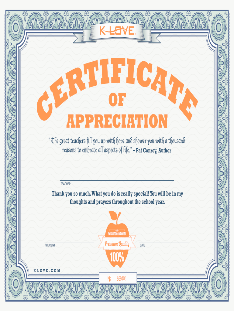 Certificate Of Appreciation For Manager Fill Online Printable 