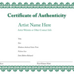 Certificate Of Authenticity Of An Art Print Art Certificate