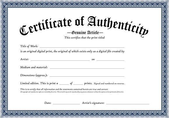 Certificate Of Authenticity Template 1 TEMPLATES EXAMPLE 
