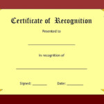 Certificate Of Recognition Template Certificate Of Recognition