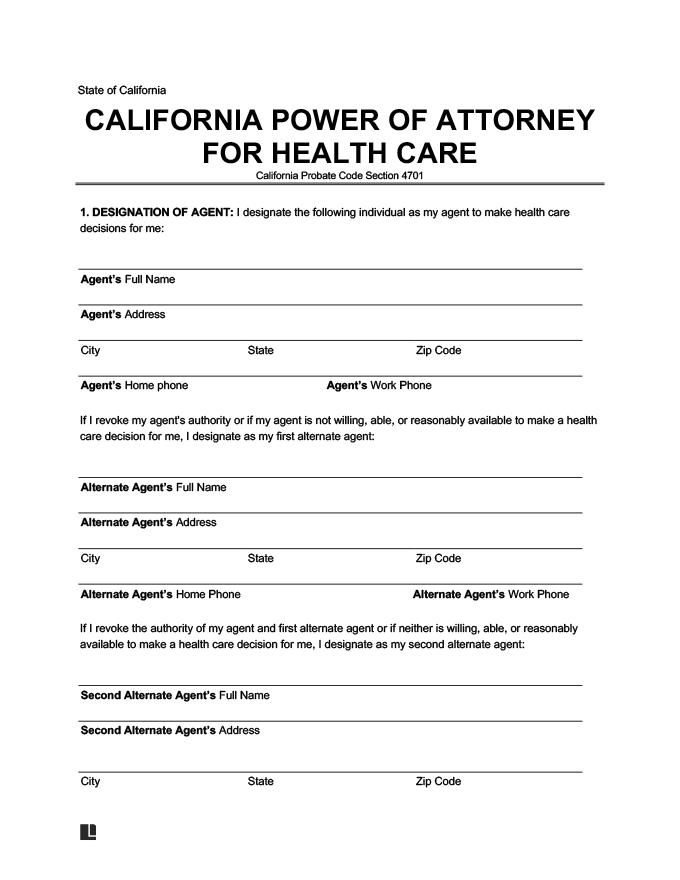 Create A California Medical Power Of Attorney Free PDF Word Downloads