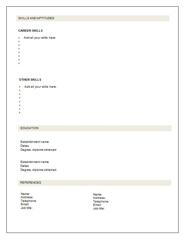 Cv Template Blank blank CvTemplate template Resume Template Word 