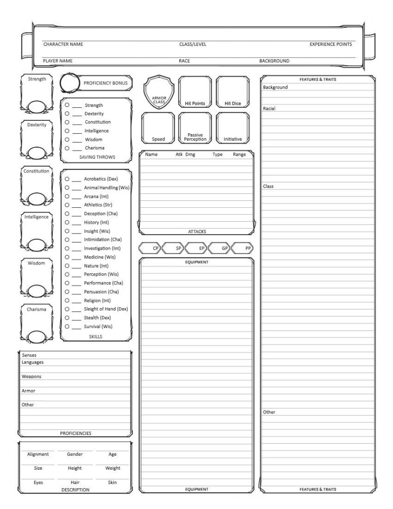 D d 5e Character Sheet Pdf Printable That Are Bright Russell Website