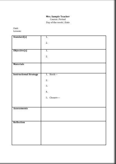 Daily Lesson Plan Template For Common Core Teachers This Free