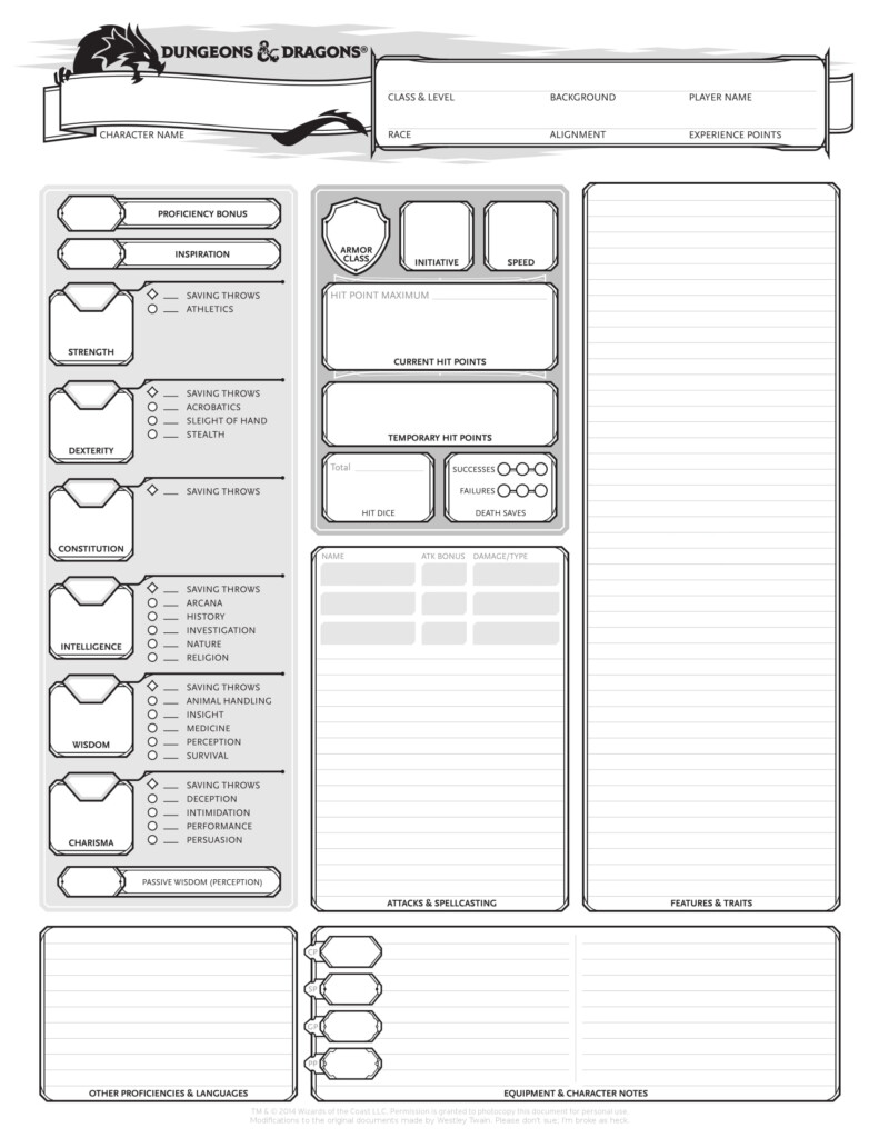 Dnd 5e Printable Character Sheet That Are Persnickety Lucas Website